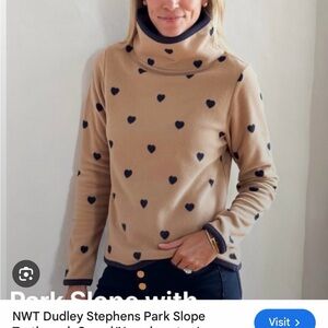 ISO (not for sale) Dudley Stephens Sweater in Tan with Navy Hearts